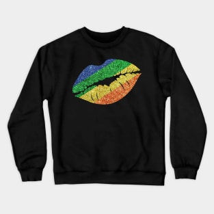 Bright Rainbow Ombre Faux Glitter Lips Crewneck Sweatshirt